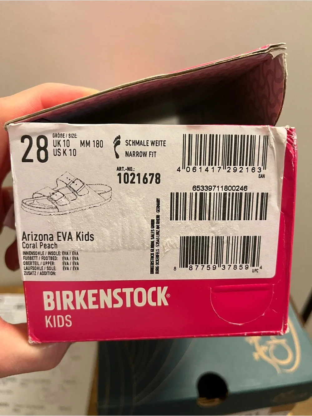 NEW NIB Birkenstock Arizona EVA Kids Sandals Sz 28 (K 10) Coral Peach Swirl